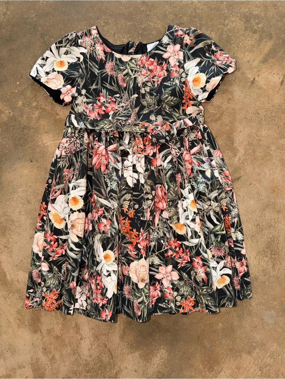 Edgehill Collection Girls Size 5 Black Floral Cotton Cottagecore Dress